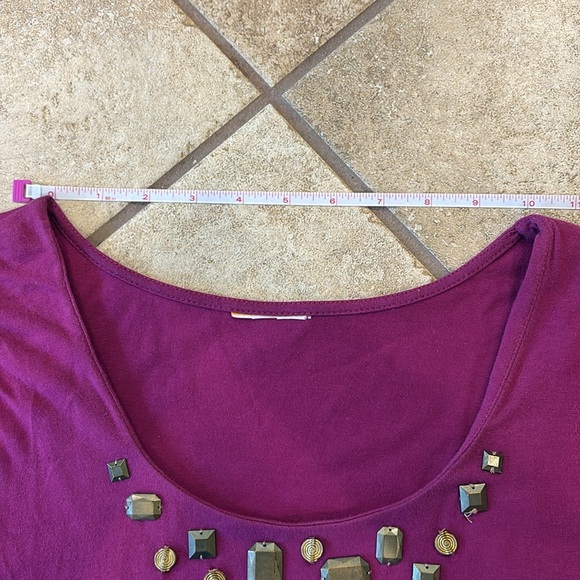 RUBY RD. Petite Women’s Jeweled 3/4 Length Blouse - Picture 4 of 7